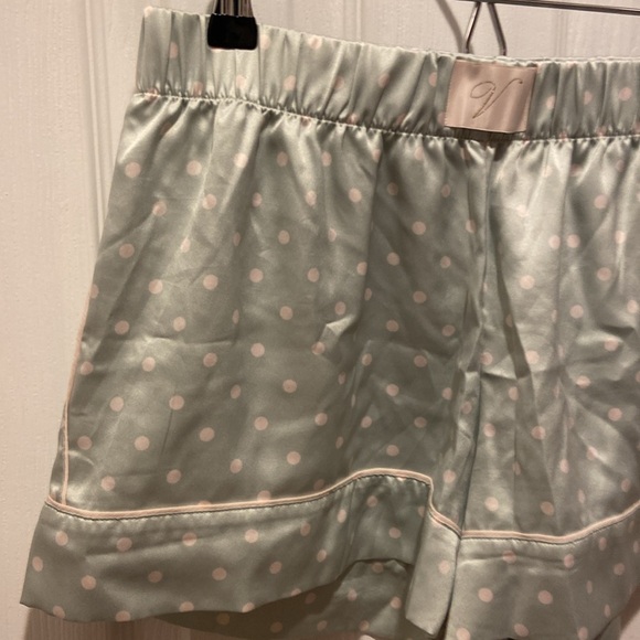 Victoria’s Secret Satin Cami Sleepwear Lounge Mint with White Polka Dots Shorts - Picture 2 of 13